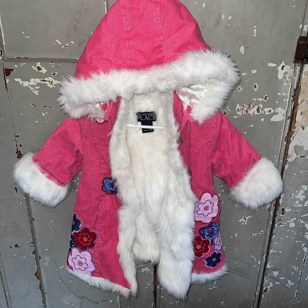 Faux fur & corduroy hooded jacket